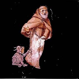 Malet glas i træramme