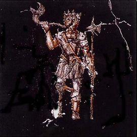 Malet glas i træramme